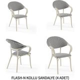 Tilia Flash-N 4 Adet Polipropilen Kollu Sandalye Bej Ayak, Mavi Beyaz File