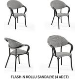 Tilia Flash-N 4 Adet Polipropilen Kollu Sandalye Siyah Ayak, Siyah Beyaz File - Siyah - Beyaz