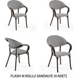 Tilia Flash-N 4 Adet Polipropilen Kollu Sandalye Venge Ayak, Siyah Beyaz File - Bahçe, Balkon, Teras, Veranda, Havuz Başı, Dış Mekan, Kafe, Restoran, Otel İçin