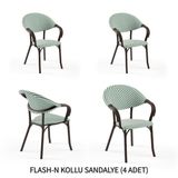 Tilia Flash-N 4 Adet Polipropilen Kollu Sandalye Venge Ayak, Yeşil Beyaz File