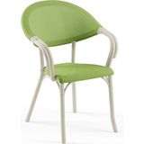 Tilia Flash-N Polipropilen Kollu Sandalye Bej Ayak Yeşil File - Bahçe, Balkon, Dış Mekan, Kafe, Restoran İçin