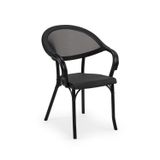 Tilia Flash-N Polipropilen Kollu Sandalye Siyah İskelet - Bahçe, Balkon, Teras, Havuz Kenarı, İç ve Dış Mekan, Kafe, Restoran İçin, İstiflenebilir, UV Korumalı, Dayanıklı