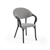 Tilia Flash-N Polipropilen Kollu Sandalye Siyah İskelet - Bahçe, Balkon, Teras, Havuz Kenarı, İç ve Dış Mekan, Kafe, Restoran İçin, İstiflenebilir, UV Korumalı (Siyah Beyaz)