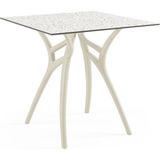 Tilia Ivy-L Polipropilen Masa Bej Ayak Terrazzo Desen Kompakt Tabla 77X77 cm - Dış Mekan, Bahçe, Balkon, Kafe, Restoran Için - Bej - Krem