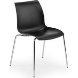 Tilia Laser-M Polipropilen Sandalye Siyah, Krom Metal Ayak - Mutfak, Kafe, Restoran İçin, İç Mekan - Siyah Şeffaf