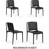 Tilia Nes 4 Adet Polipropilen Sandalye Siyah - Bahçe, Balkon, Teras, Veranda, Havuz Başı, Dış Mekan, Kafe, Restoran, Otel İçin