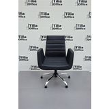 TİLİAOFFİCE Maria Ofis Bekleme Koltuğu - Siyah | Krom Yonca Sabit Ayak