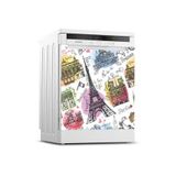 Tilki Dünyası 0060 Paris Desenli Bulaşık Makinesi Kapak Sticker
