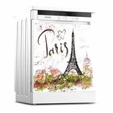 Tilki Dünyası 0061 Paris Desenli Bulaşık Makinesi Kapak Sticker