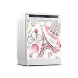 Tilki Dünyası 0064 Paris Desenli Bulaşık Makinesi Kapak Sticker
