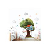 Tilki Dünyası Ağaç Ev Ve Kuşlar Çocuk Odası Duvar Sticker