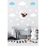 Tilki Dünyası Bebek Çocuk Beyaz Yıldızlar Ve Mavi Bulutlar Sevimli Kartal Dekoratif Odası Duvar Sticker