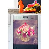 Tilki Dünyası BLSK000051 Sepette Çiçekler Bulaşık Makinası Kapak Stickerı