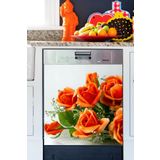 Tilki Dünyası BLSK000065 Turuncu Güller Bulaşık Makinası Kapak Stickerı