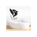 Tilki Dünyası DSKBN00024 Sörfcü Köpek Balığı Duşakabin ve Banyo Sticker