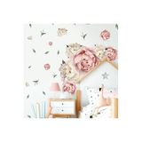 Tilki Dünyası Pembe Ve Beyaz Çiçekler Modern Duvar Sticker
