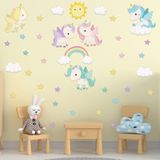 Tilki Dünyası Rengarenk Unicornlar Gökkuşağı Güneş Ve Yıldızlar Çocuk Odası Duvar Sticker
