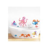 Tilki Dünyası Renkli Balıklar Ve Ahtapot Duşakabin Banyo Sticker Dskbn00020