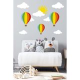 Tilki Dünyası Renkli Uçan Balonlar,beyaz Bulutlar, Güneş Çocuk Odası Duvar Sticker