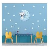 Tilki Dünyası S0008 ST Mavi Bulut Üzerindeki Sevimli Kedi Çocuk Odası Duvar Sticker