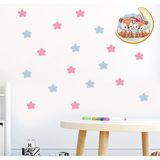 Tilki Dünyası S0021 ST Ay Üzerindeki Sevimli Tilkiler Mavi ve Pembe Yıldızlar Çocuk Odası Duvar Sticker