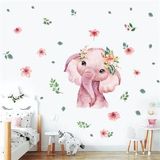 Tilki Dünyası T0356 ST Sevimli Pembe Fil Çocuk Odası Duvar Sticker