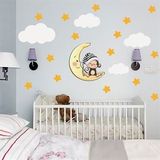 Tilki Dünyası TILKI-74821 Uyuyan Maymun Yıldız Bulut Set Bebek Çocuk Odası Duvar Sticker