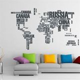 Tilki Dünyası TILKI-74934 Dünya Haritası Ülke Adları Dekoratif Duvar Sticker