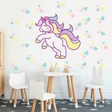 Tilki Dünyası TILKI-75139 Unicorn ve Renkli Kalpler Bebek ve Çocuk Odası Duvar Sticker