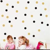 Tilki Dünyası TILKI-75147 132 Adet Siyah ve Altın Rengi Puantiyeler Bebek ve Çocuk Odası Duvar Sticker