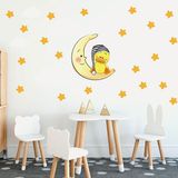 Tilki Dünyası TILKI-75813 Uyuyan Sevimli Ördek Turuncu Yıldızlar Beyaz Bulutlar Dekoratif Bebek Çocuk Odası Duvar Sticker