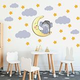 Tilki Dünyası TILKI-75842 Uyuyan Fil Yıldızlar ve Bulutlar Dekoratif Bebek Çocuk Odası Duvar Sticker