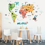 Tilki Dünyası TILKI-76261 Eğitici Renkli Dünya Atlası Haritası Çocuk ve Bebek Odası Duvar Sticker