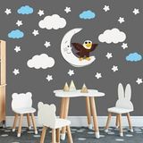 Tilki Dünyası TILKI-76282 Sevimli Kartal Beyaz Yıldızlar ve Mavi Bulutlar Dekoratif Bebek Çocuk Odası Duvar Sticker