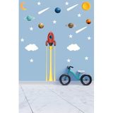 Tilki Dünyası Uzay Aracı Gezegenler Ve Yıldızlar Çocuk Odası Duvar Sticker