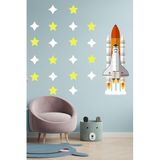Tilki Dünyası Uzay Mekiği ve Yıldızlar Çocuk Odası Duvar Sticker