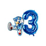 Tilki Sonic Ve Lacivert Rakam Balon 3 Yaş Balon Set Tilki Sonic Boom Konsept Doğum Günü Balon Set