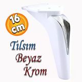 Tilsim Mobilya Oturma Yukseltici Kanepe Sehpa Tv Unitesi Koltuk Ayagi Baza Ayaklari Beyaz Krom 16 Cm