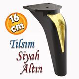 Tilsim Mobilya Yukseltci Kanepe Sehpa Tv Unitesi Koltuk Ayagi Baza Ayaklari Siyah Altin 16 Cm