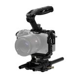 Tilta FX3/FX30 V2 için Kamera Kafesi Temel Kiti | Kafes, Üst Tutamak, Taban Plakası ve Daha Fazlasını içerir | Üst Plaka NATO Ray, Soğuk Ayakkabı, 1/4"-20 ve 3/8"-16 | Parmak Vida Tasarımı | Siyah