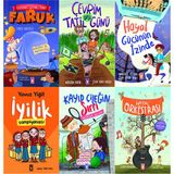 Timaş Çocuk 2.3.4. Sınıf Okuma Seti 6 Kitap Faruk-3-Çevrim Dışı Tatil Günü-Hayal Gücünün Izinde-Iyilik Şampiyona - Hayır