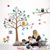 TIMBER ARTBOX Neşeli Safari Kreş Duvar Dekoru - Baykuşlar ve Ağaçlı Ormanlık Orman Duvar Çıkartmaları - Çocuk Odası, Erkek Bebek ve Kız Çocuk Yatak Odası, Sınıf ve Kreş Süslemeleri için Sevimli Hayvan