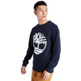 Timberland Erkek Core Logo Crew Bb kapüşonlu kazak, Beyaz/Gece Mavisi, XL