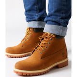 Timberland Premium 6 in Waterproff Boot Rust Nubuck Hakiki Deri Su geçirmez Erkek Bot Tarçın