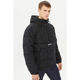 Timberland Progressive Utility Pullover Puffer Erkek 1/2 Fermuarlı Kapüşonlu Şişme Mont Siyah
