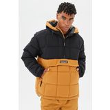 Timberland Progressive Utility Pullover Puffer Erkek 1/2 Fermuarlı Kapüşonlu Şişme Mont Taba-Siyah