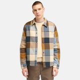Timberland Sherpa Lined Plaid Erkek Klasik Yaka Gömlek - Kahverengi - Mavi - Bej