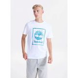 Timberland TB0A5MV41001-WATER Stack Logo Tee Beyaz Yuvarlak Yaka Baskılı Erkek T-Shirt - XL
