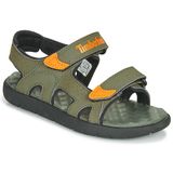 Timberland Üniseks Çocuk Perkins Row 2 Kayış (Youth) Sandalet, Turuncu ile Yeşil Koyu Yeşil, 40 EU
