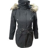 Timberline TB3438 Kadın Gabardin Kapüşonlu Içi Kürklü Mont - TB3438 - Siyah